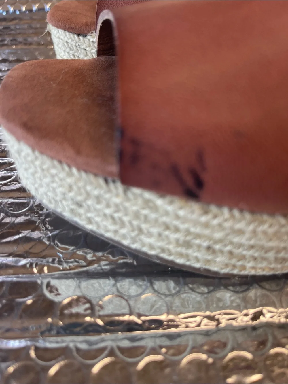 Dolce Vita Brown Leather Espadrille Platform Wedge Sandals